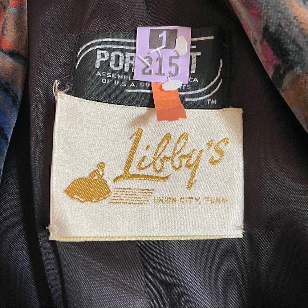Vintage Libbey's Velvet Abstract Print Long Jacket Women's 4 - Picture 7 of 12